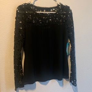 Chiffon & Lace Long Sleeve Top